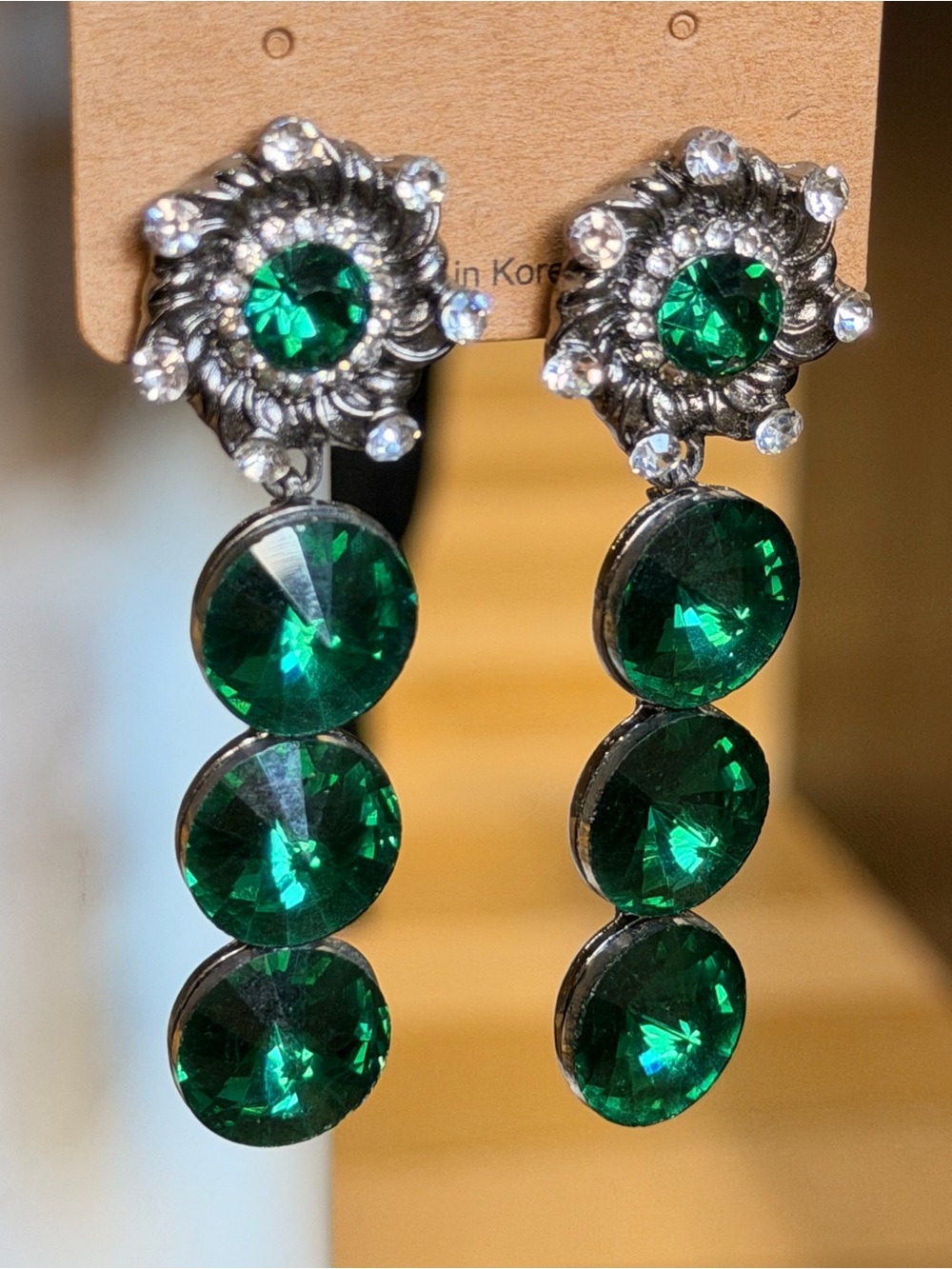 Millan Emerald Green Crystal Drop Earrings